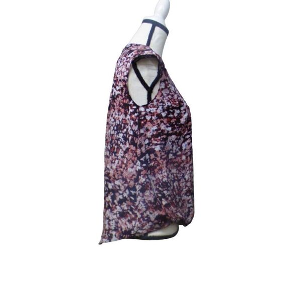 Halogen Floral Print Surplice Sleeveless Blouse, Black, Multi, Sz. XS - Picture 3 of 10